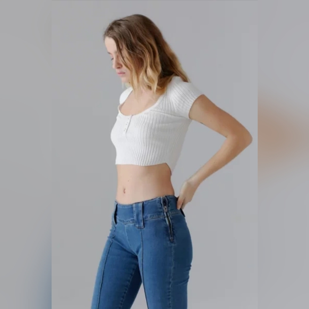 Urban Outfitters BDG Henley sweater top white